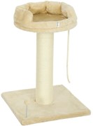 PawHut Arranhador para Gatos de 2 Níveis com Plataforma Bola com Mola Corda Suspensa e Poste de Sisal 55x55x83 cm Bege | Aosom Portugal