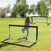 Balizas de Futebol Dobráveis para Crianças e Adultos com Saco de Transporte para Exterior Treino 183x90x90 cm Preto