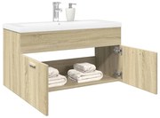 vidaXL Armário de casa de banho com lavatório embutido carvalho sonoma