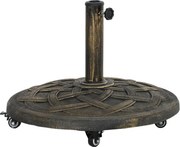 Outsunny Base para Guarda-sol em Resina de 20 kg Redonda com Rodas e Travões, Bronze | Aosom Portugal