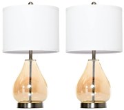 HOMCOM Conjunto de 2 Candeeiros de Mesa com Ecrã de Linho Suporte para Lâmpada E27 Máx. 40W Ø30x56 cm Branco | Aosom Portugal