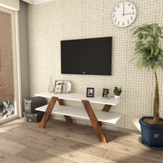 Móvel TV Basic – Branco e Nogueira – 120x45x33,1 cm