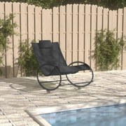 vidaXL Espreguiçadeira com almofada aço e textilene preto