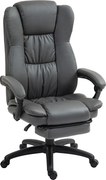 Vinsetto Cadeira giratória regulável com apoio para os pés, apoio de cabeça, função de massagem, couro sintético, 68,5x68,5x113-121cm, Cinza escuro | Aosom Portugal