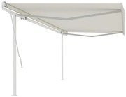 vidaXL Toldo retrátil manual com postes 5x3,5 m cor creme