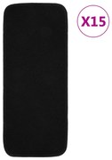 vidaXL Tapetes antiderrapantes retang. p/ escadas 15pcs 60x25 cm preto