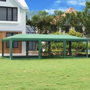 vidaXL Tenda p/ festas c/ 8 paredes laterais em rede 9x4 m PEAD verde