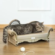 Arranhador para Gatos em Forma de Sofá 2 em 1 Arranhador para Gatos com Catnip para Interior 60x29,5x29 cm Bege