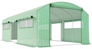 Outsunny Estufa tipo Túnel 6x3x2 m Estufa de Exterior com 4 Janelas de Malha Cobertura de PE Anti UV e 3 Portas Enroláveis Verde | Aosom Portugal