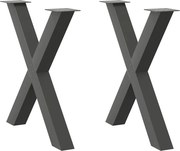 vidaXL Pés para mesa de jantar em formato de X, 2 peças, antracite, 80x (72-73) cm, aço