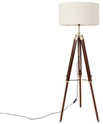 Candeeiro de pé em latão com cúpula cinzenta claro 50 cm tripé - Cortin Industrial,Rústico