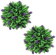 vidaXL Conjunto de 2 bolas de buxo artificiais com lavanda 28 cm
