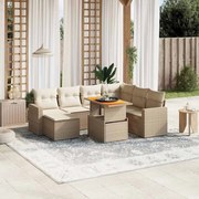 vidaXL 8 pcs conjunto de sofás p/ jardim com almofadões vime PE bege