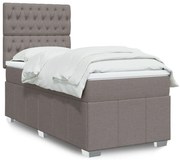 vidaXL Cama com molas/colchão 100x200 cm tecido cinza-acastanhado