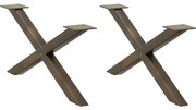 vidaXL Pés para mesa de centro em formato de X, 2 peças, aço natural, 70x(30-31) cm, aço