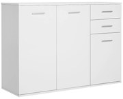 HOMCOM Armário Aparador Espaço Armazenamento Sala Jantar Prático Portas Gavetas 106x35x76 cm Branco Moderno | Aosom Portugal