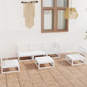 6 pcs conjunto lounge de jardim pinho sólido branco