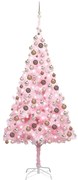 vidaXL Árvore Natal artificial pré-iluminada c/ bolas PVC rosa