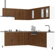 vidaXL 11 peças armário de cozinha conjunto Kalmar carvalho castanho