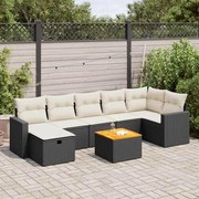 vidaXL 8 pcs conjunto sofás de jardim com almofadões vime PE preto