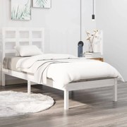 vidaXL Estrutura cama pequena solteiro 75x190 cm madeira maciça branco