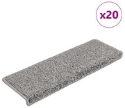 vidaXL Tapetes de escada 20 peças 65x21x4 cm cinza com borda retangular