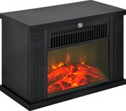 HOMCOM Lareira Elétrica Portátil Termostato Ajustável 600W1200W Efeito Chama Realista Design Compacto 34x17x25cm Preta | Aosom Portugal