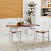 Mesa de Cozinha Dobrável de Madeira com Laterais Dobráveis para 4-6 Pessoas Carga 50 kg 140x70x75 cm Branco e Madeira