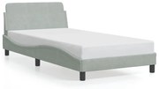 Estrutura de cama c/ cabeceira 100x200 cm veludo cinzento-claro