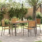 vidaXL Cadeiras empilháveis para jardim 4 pcs Marrom e Cinza