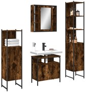 vidaXL 4pcs conjunto de móveis WC derivados de madeira carvalho fumado