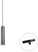 Candeeiro Pendente de Design Preto Incl. Adaptador de Calha Monofásico - Slimline Tuba Pequeno