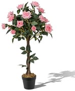 Árvore de flores artificiais de 120 cm, planta floral artificial com rosas brancas
