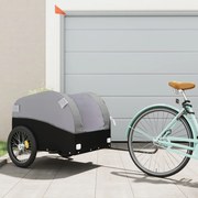 vidaXL Reboque para bicicleta 45 kg ferro preto e cinza