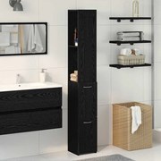 Armário de Casa de Banho vidaXL Preto Carvalho 25x25x170 cm Madeira de engenharia