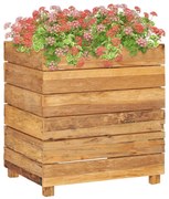 vidaXL Vaso/floreira 50x40x55 cm madeira de teca reciclada e aço