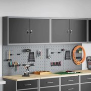 Conjunto de Gabinete e Painel de Ferramentas vidaXL com 6 Peças Montado na Parede em Metal Preto