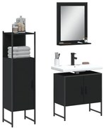 vidaXL 3 pcs conjunto móveis casa de banho derivados de madeira preto