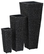 Floreiras elevadas para jardim 3 pcs jacinto de água preto