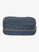 Lancheira em algodão revestido azul escuro estampado