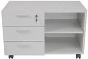 Armário Impressora 80x45x47 cm 3 Gavetas e 2 Prateleiras Cinza - Riva