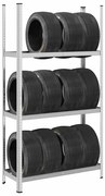 Prateleira para pneus de 3 camadas prateado 110x40x200 cm aço