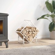 vidaXL Suporte para lenha 50x25x50 cm aço laminado a frio branco