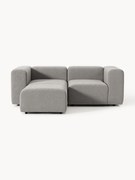 Sofá modular em bouclé Lena (3 lugares) com pufe (esquerdo/direito)