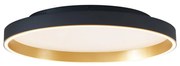 Plafond de design preto com dourado 60cm incl. LED com interruptor de 3 níveis - Ingo Design