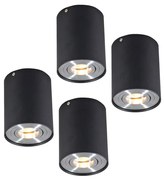 Conjunto de 4 Focos de Teto Rondoo Up Preto