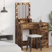 Mesa de Maquilhagem com Luzes LED em Carvalho Fumado 50x41x135 cm