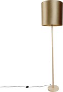 Candeeiro de pé de madeira com abajur de veludo bronze 40cm - Mels