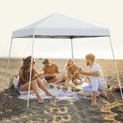 Tenda ao ar livre 3x3m com toldo pop-up com proteção solar de perna inclinada UPF50+ branca