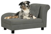 vidaXL Sofá para cães com almofada 83x44x44 cm pelúcia cinzento-escuro